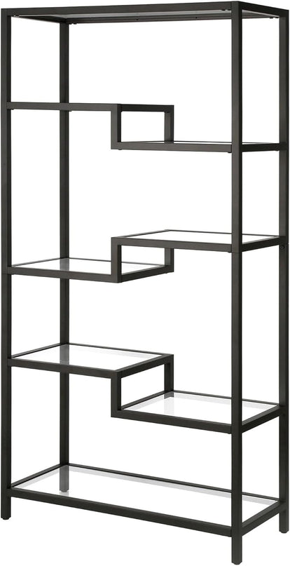 Johann 68'' Tall, Rectangular 8 shelves Bookcase in Satin Nickel - LeafyLoom