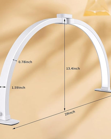 Half Moon Light for Nail Desk,29In Half Moon Lamp with Phone Holder,3000-6000K Half Moon Lamp Perfect LED Machine Light,Nail LIght,Lash Light for Table - LeafyLoom