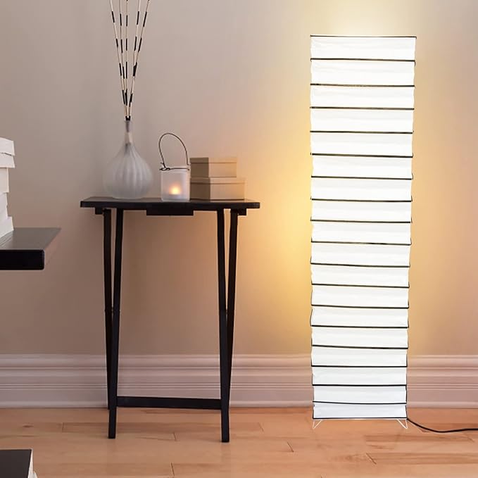 Uonlytech Rice Paper Paper Floor Lamp Shades Nordic Style Table Lampshades Chandelier Light Cover Protector for Home Hotel Bedside Desk Floor Lamp, Black Floor Lamps - LeafyLoom