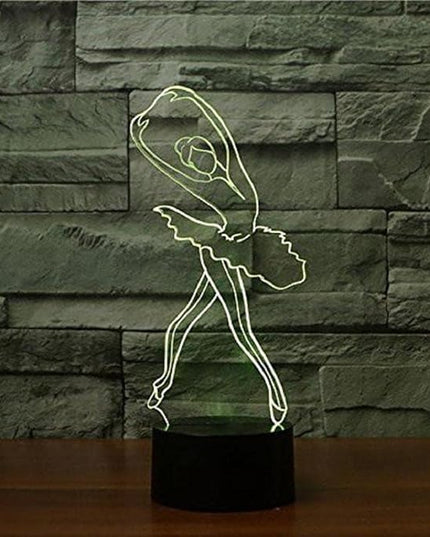 3D Ballet Girl Night Light 16 Color Change LED Powered Remote Control Touch Switch Table Desk Lamp Acrylic Flat ABS Base USB Charger Home Decoration Toy Birthday Xmas Kid Children Gift - LeafyLoom