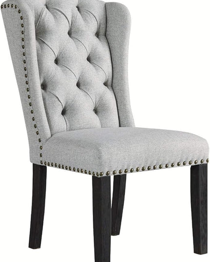Signature Design by Ashley Jeanette Traditional Tufted Upholstered Wingback Dining Chair, 2 Count, Light Gray - LeafyLoom