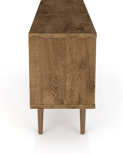 Manhattan Comfort Liberty Mid Century Modern TV Stand for Televisions up to 50 Inches, Bedroom and Living Room Entertainment Center with Storage, Shelves, and Cabinet, 53" Wide, Rustic Brown/3D Brown - LeafyLoom