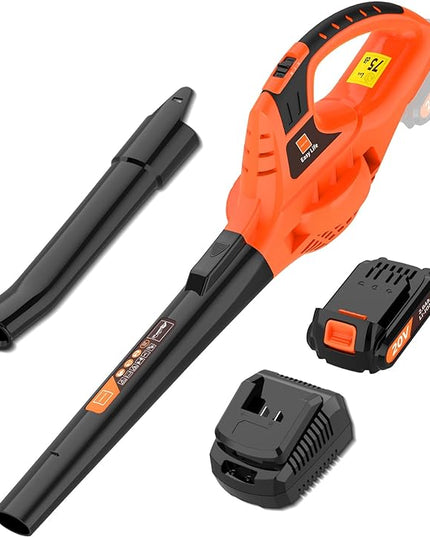 Leaf Blower Cordless,21V Handheld Electric Leaf Blower with 2.0Ah Battery and Charger, 2 Speed Mode, Lightweight Battery Powered Leaf Blower for Lawn Care, Patio, Yard, Sidewalk - LeafyLoom