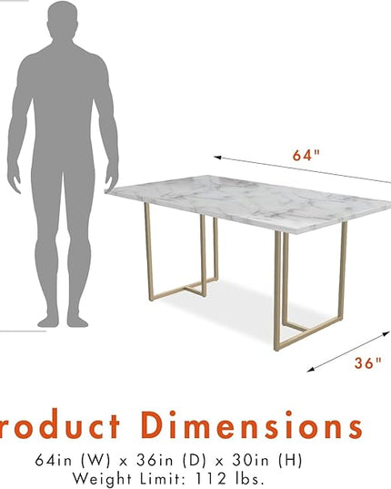 CosmoLiving by Cosmopolitan Astor Dining Table, 64 in x 36 in x 30 in, White - LeafyLoom
