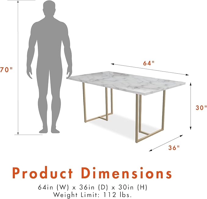 CosmoLiving by Cosmopolitan Astor Dining Table, 64 in x 36 in x 30 in, White - LeafyLoom