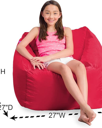 Posh Creations Structured Comfy Bean Bag Chair for Gaming, Reading, and Watching TV, Coronado Chair, Microsuede - Red - LeafyLoom