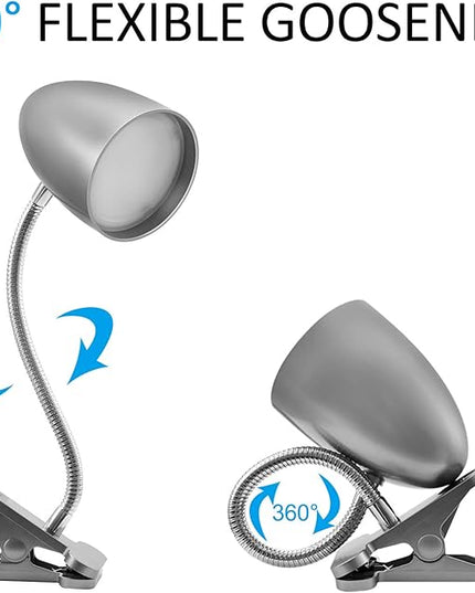 Desk lamp with Clamp, Non-Dimmable Clip Light for Bed and Desk, 4000K Cool White, 3.5W 240 LM Flexible Gooseneck lamp, Eye Protection, ETL Listed - LeafyLoom