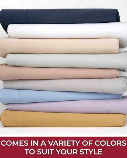 Mellanni Queen Sheets Set - 4 PC Iconic Collection Bedding Sheets & Pillowcases - Hotel Luxury, Extra Soft, Cooling Bed Sheets - Deep Pocket up to 16 inch (Queen, Striped Gray/Silver) - LeafyLoom