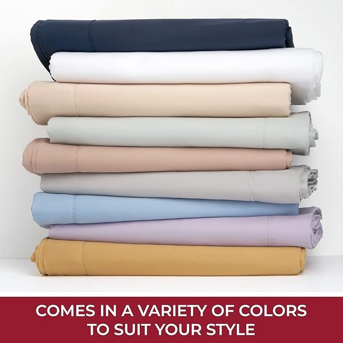 Mellanni Queen Sheets Set - 4 PC Iconic Collection Bedding Sheets & Pillowcases - Hotel Luxury, Extra Soft, Cooling Bed Sheets - Deep Pocket up to 16 inch (Queen, Striped Gray/Silver) - LeafyLoom