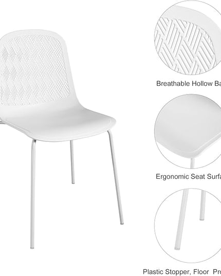Modern Chairs with Metal Legs for Living, Bedroom, Kitchen, Dining, Lounge Waiting Room, Restaurants, Cafes, Set of 4 - LeafyLoom