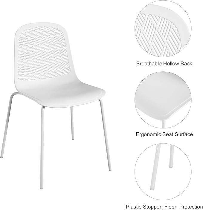 Modern Chairs with Metal Legs for Living, Bedroom, Kitchen, Dining, Lounge Waiting Room, Restaurants, Cafes, Set of 4 - LeafyLoom