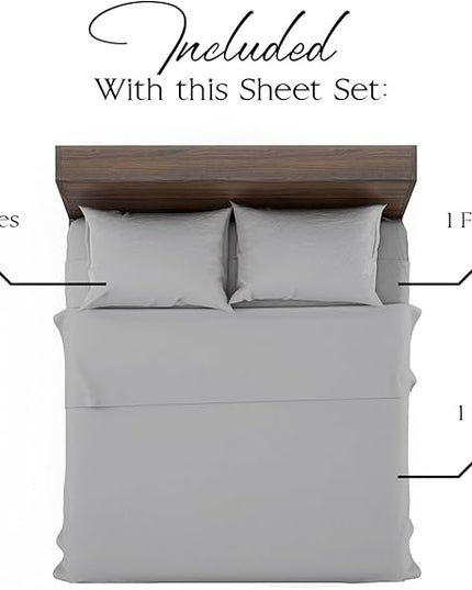 Northwest Ashford Home Essentials Bedding, 4 Piece Full Size Sheet Set, Glacier Gray - LeafyLoom