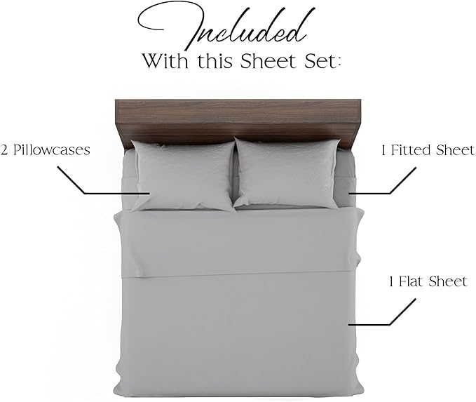 Northwest Ashford Home Essentials Bedding, 4 Piece Full Size Sheet Set, Glacier Gray - LeafyLoom