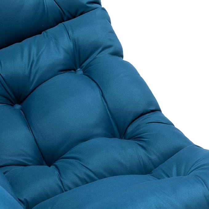 HollyHOME Modern Fabric Large Lazy Chair, Accent Oversized Comfy Reading Chair, Thick Padded Cozy Lounge Chair with Armrest, Steel Frame Leisure Sofa Chair for Living Room, Bedroom, Dorm, Navy Blue - LeafyLoom