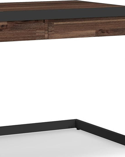 SIMPLIHOME Erina SOLID ACACIA WOOD Modern Industrial 72 Inch Wide Large Desk in Distressed Charcoal Brown, For the Office Desk, Writing Table, Workstation and Study Table - LeafyLoom