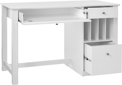 Walker Edison Modern Wood Computer Writing Desk Storage File Drawer Office Home Office Workstation Small, 48 Inch, White - LeafyLoom