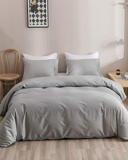 Silver Comforter Queen Light Gray Bedding Set 3 Pieces Comforter Set 1 Queen Comforter (90x90 inches) with 2 Pillowcases (20x26 inches) - LeafyLoom