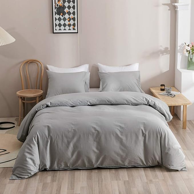 Silver Comforter Queen Light Gray Bedding Set 3 Pieces Comforter Set 1 Queen Comforter (90x90 inches) with 2 Pillowcases (20x26 inches) - LeafyLoom