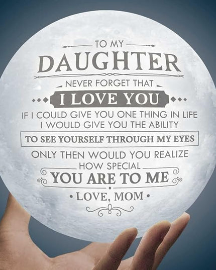 Daughter Gifts From Mom, To My Daughter Gifts, Mothers Day, Graduation, Birthday Gifts For Daughter, Mother And Daughter Gifts For Women, Birthday Decorations Indoor, Engraved Moon Lamp Night Light - LeafyLoom