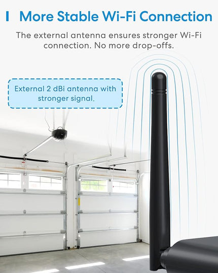 Smart Garage Door Opener Remote with External Antenna, Compatible with Amazon Alexa, SmartThings, Control Up to 3 Single Doors(with 2 Door Sensors) meross