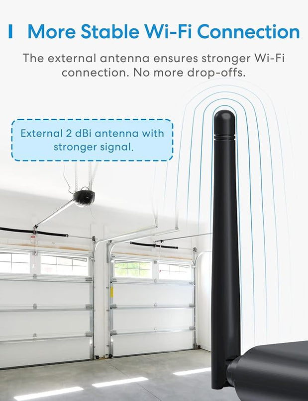 meross Smart Garage Door Opener Remote with External Antenna, Up to 3 Single Doors, Compatible with Apple HomeKit, Amazon Alexa, Google Assistant, SmartThings, App Control, No Hub Needed meross