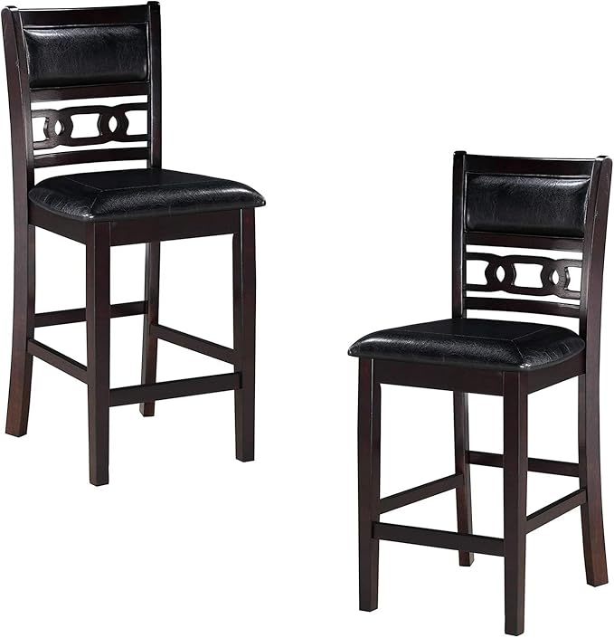 New Classic Furniture Gia Counter Chairs, Set of 2, Ebony - LeafyLoom