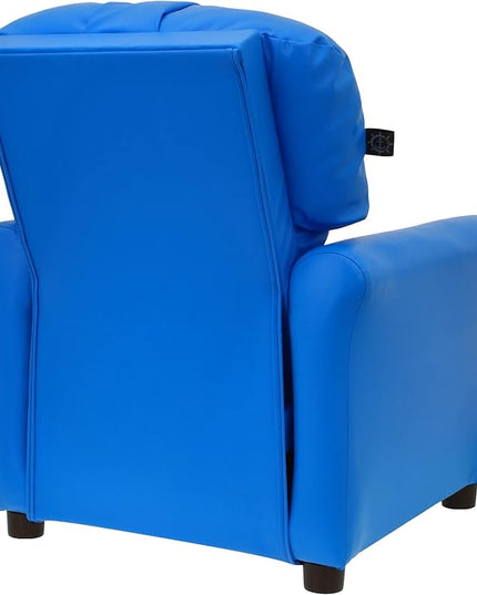 The Crew Furniture Traditional Kids Recliner, Toddler Ages 1-5 Years, Pu Faux Leather, Blue - LeafyLoom