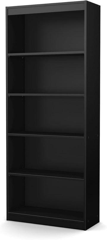 South Shore Axess 5-Shelf Bookcase - Black - LeafyLoom