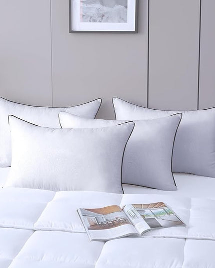 JOLLYVOGUE Pillows Queen Size Set of 4 for Sleeping, Soft and Supportive Bed Pillow for Side and Back Sleeper, Down Alternative Hotel Collection Sleeping Pillows 4 Pack -30x20 Inches - LeafyLoom