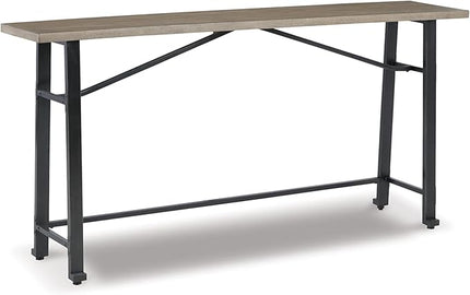 Signature Design by Ashley Lesterton Rustic Narrow Long Counter Table for Living Room and Hallway, Light Brown & Black - LeafyLoom