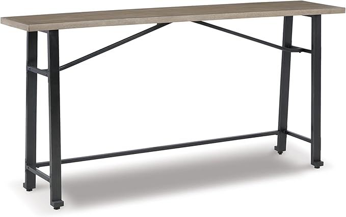 Signature Design by Ashley Lesterton Rustic Narrow Long Counter Table for Living Room and Hallway, Light Brown & Black - LeafyLoom