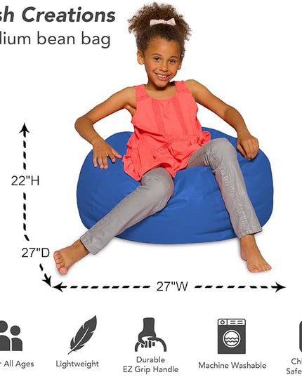 Posh Creations Bean Bag Chair for Kids, Teens, and Adults Includes Removable and Machine Washable Cover, Solid Royal Blue, 27in - Medium - LeafyLoom