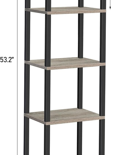 TUTOTAK Bookshelf, 5-Tier Tall Book Shelf, Narrow Bookcase for Small Space, DIY Stackable Bookshelf, for Living Room, Office, Study, Entryway, Industrial, Greige and Black BS01BG005 - LeafyLoom