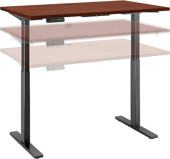 Bush Business Furniture Move 60 Electric Ergonomic Sit-Stand Computer Table for Home and Professional Office, 48W x 24D, Hansen Cherry - LeafyLoom