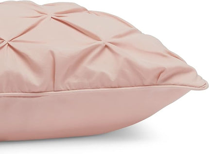 Amazon Basics Pinch Pleat All-Season Down-Alternative Comforter 2-Piece Bedding Set, Geometric, Twin/TwinXL, Blush - LeafyLoom