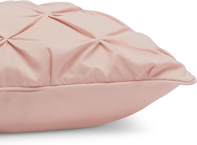 Amazon Basics Pinch Pleat All-Season Down-Alternative Comforter 2-Piece Bedding Set, Geometric, Twin/TwinXL, Blush - LeafyLoom