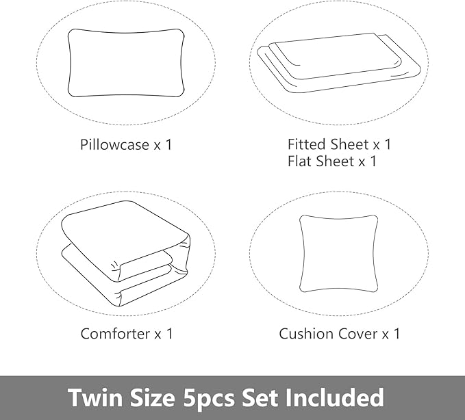 5 Pieces Bed in A Bag Gamer Bedding Set for Boys Kids Adult Gaming Comforters Set,Boys Bed in A Bag Set Twin Size Comforter with Fitted Sheet Flat Sheet Pillowcase pillowsham,DJTH5028Twin - LeafyLoom