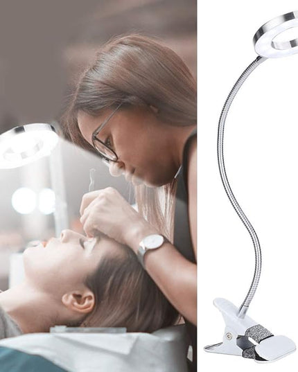 Desk Lamp with Clamp, Mini LED Lamp USB Rechargeable Warm/White Light Changeable Eye Protection Bed Light for Night Reading, Tattoo, Eyelash Extension, Make Up Lamp - LeafyLoom