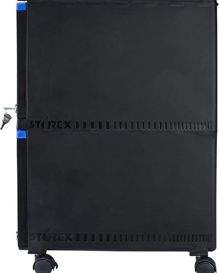 Storex 61314A01C File Cabinet, 1-Pack, Black/Blue - LeafyLoom