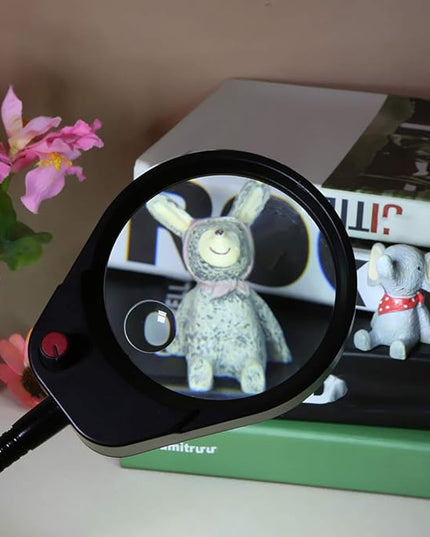 Tom-shine Magnifying Glass Lamp 3X 10X,Stepless Dimmable LED Magnifying Lamp with Dust Cover Metal Clamp,Adjustable LED Magnifier with Light and Stand for Crafts Reading Workbench Close Work - LeafyLoom