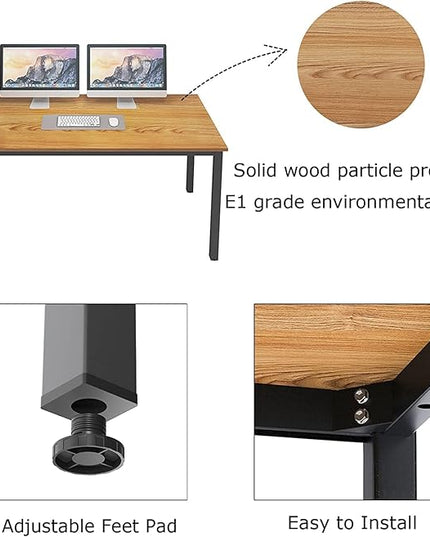 SogesGame Computer Desk, 63 inches Office Desk Computer Table Study Writing Desk Workstation for Home Office, Teak Dining Table - LeafyLoom