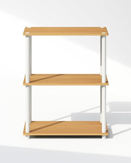 Furinno Turn-N-Tube 3-Tier Multipurpose Compact Display Rack, Shelving Unit, Bookcase, Beech - LeafyLoom