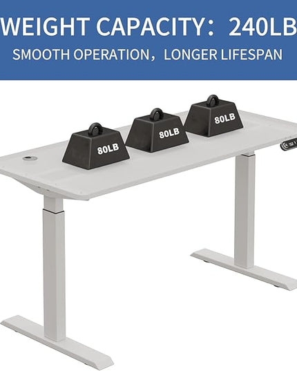 Dual Motor Standing Desk Frame, Electric Adjustable Stand Up Desk Base Workstation for Home and Office, Adjustable Desk Legs for 48'' to 70'' Desk Tops (White Frame only) - LeafyLoom