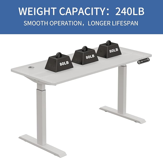 Dual Motor Standing Desk Frame, Electric Adjustable Stand Up Desk Base Workstation for Home and Office, Adjustable Desk Legs for 48'' to 70'' Desk Tops (White Frame only) - LeafyLoom