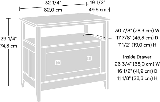 Sauder August Hill Lateral File, L: 19.53" x W: 32.28" x H: 29.25", Soft White Finish - LeafyLoom