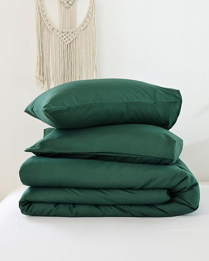 ROSGONIA Queen Comforter Set Emerald Green, 3pcs (1 Boho Dark Forest Green Comforter & 2 Pillowcases), All Season Blanket Lightweight Bedspreads Quilt - LeafyLoom