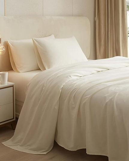 HighBuy Twin XL Size Sheet Sets Cream - 3 Piece Bed Sheets and Pillowcase Set for Twin XL Bed Mattress - Cooling Sheets Soft Deep Pocket Sheets,Fitted Sheets,Twin XL Bed Sheets,Cream - LeafyLoom