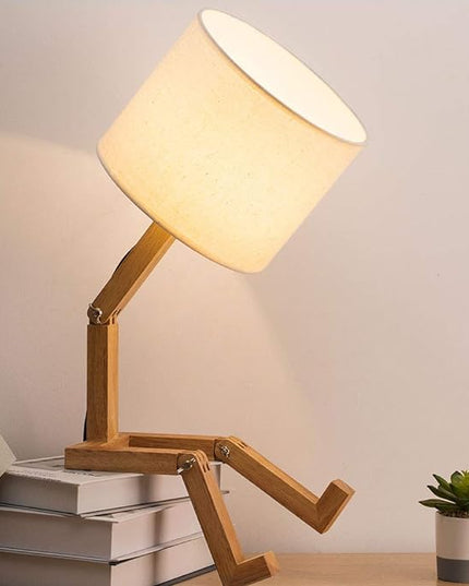 HAITRAL Cute Desk Lamp - Creative Table Lamp with Wood Base Changeable Shape Desk Lamp for Bedroom, Study, Office, Kids Room - LeafyLoom