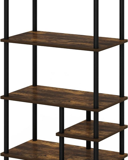 Furinno Turn-N-Tube 4-Tier Toolless Kitchen Storage Shelf Cart, Amber Pine/Black - LeafyLoom