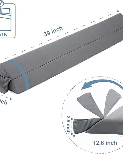Limthe Twin Bed Wedge Pillow Stopper,Bed Gap Filler (0-7"),Headboard Pillow,Mattress Gap Cover,Adjustable Foam Wedge Pillow Fill Gap Between Headboard/Wall and Mattress, (Grey 39"x10"x6") - LeafyLoom